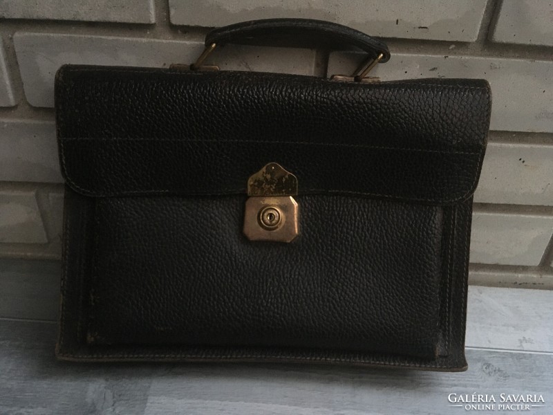 Old leather briefcase, briefcase