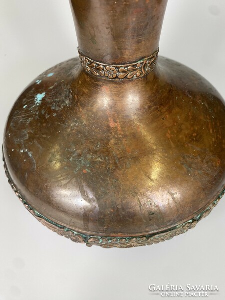 Hungarian industrial arts copper vase - marked 