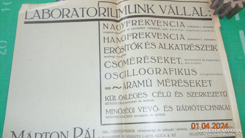 Radio technical leaflet from the 30s, Márton Pál