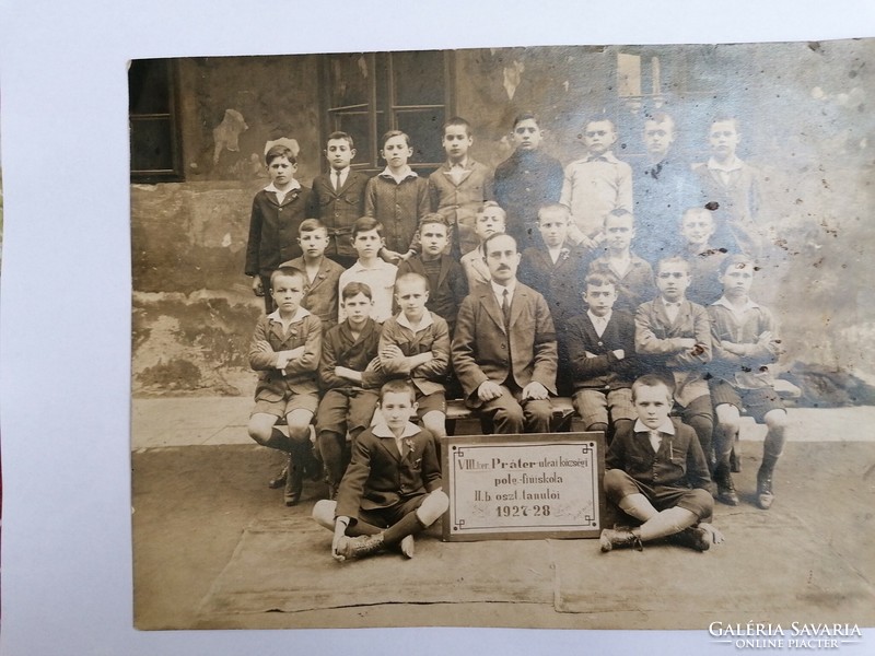 Régi  fotó osztálykép 1927. 28 Bp Prater utcai fiúiskola Budapest 8.kerület