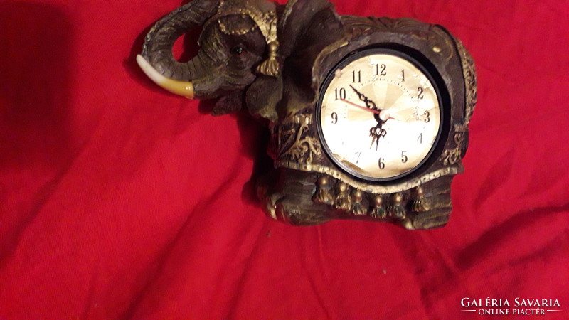 Antique oriental Victorian style mantel clock with elephant decoration 16 x 15 x 6 cm as shown in pictures