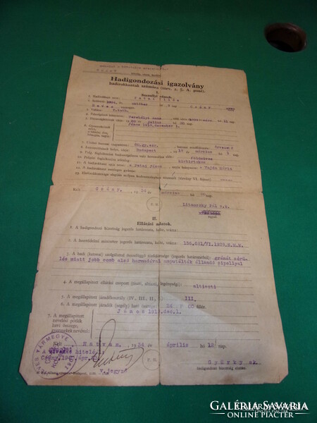 Leszerelési jegy +hadigondozási ig.és egy 1926-os őstermelői  bizonyitvány
