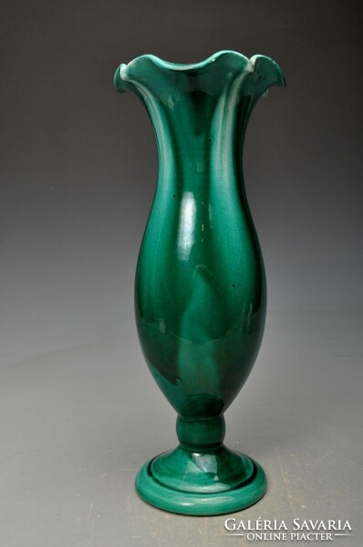 Ritka  ifj.Badár Balázs art deco folyatott mázas váza. – gyönyörű zöld színű