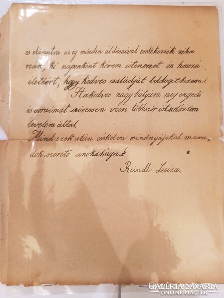 Blaha Lujza kézzel írt levele nagybátyjának 1859.nov.2.