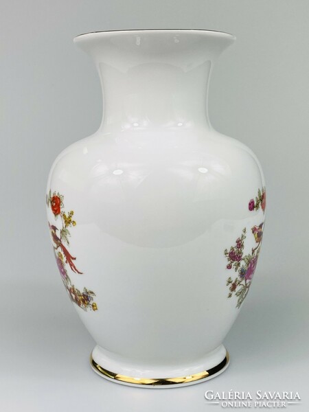 Hollóházi paradicsom madaras porcelán váza