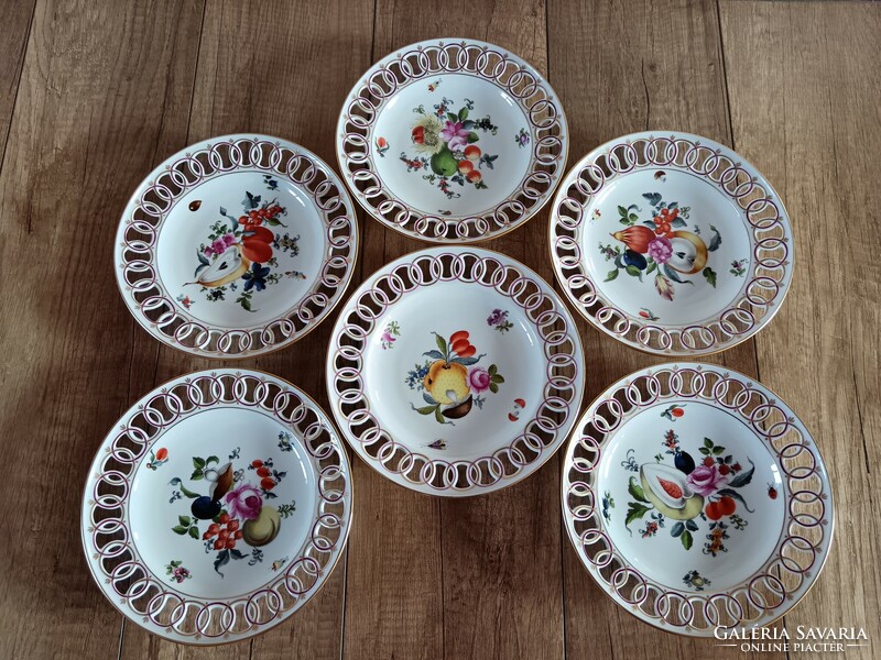 Antique Herend fruit patterned plates 6 pcs.