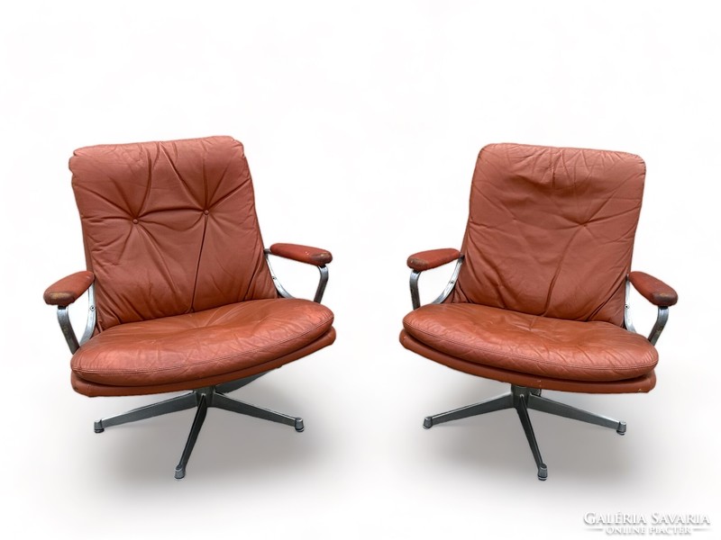 André vandenbeuck gentilina design leather swivel armchair swiss relax armchair vintage retro switzerland 1960s