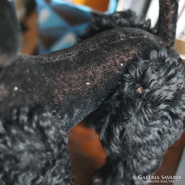 Vintage Steiff fekete nagy uszkár kutya  játék 1960-as évek mohair