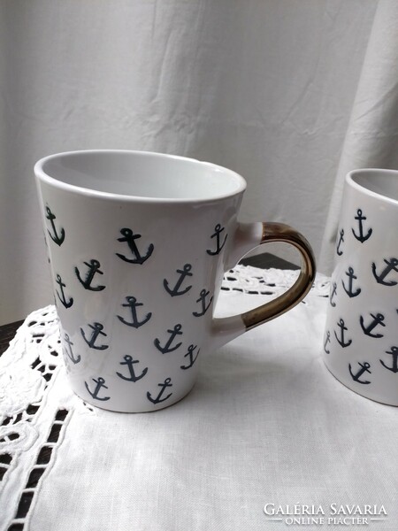 New anchor decorated glazed ceramic mugs