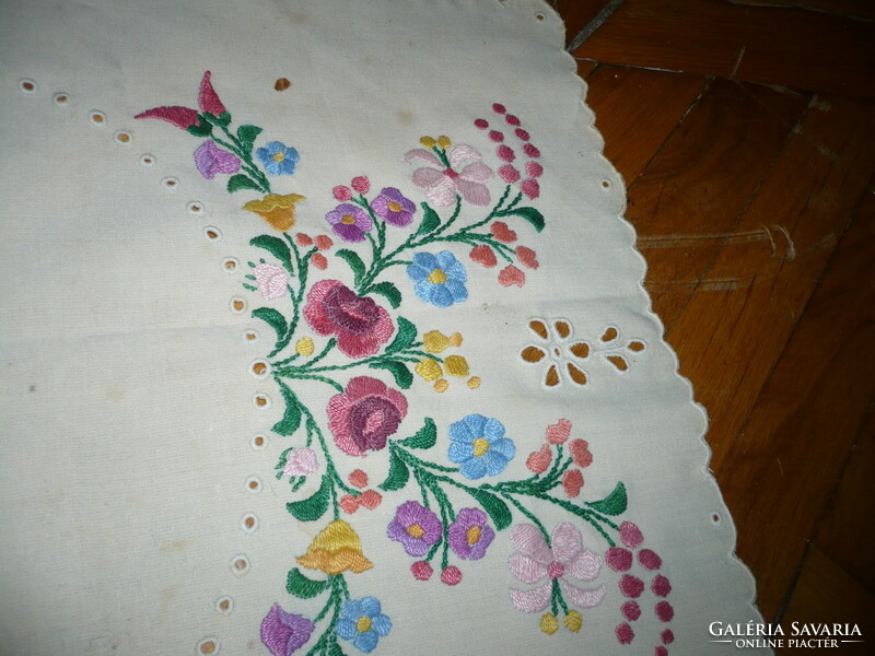 Old hand-embroidered Kalocsa tablecloth 83x33cm