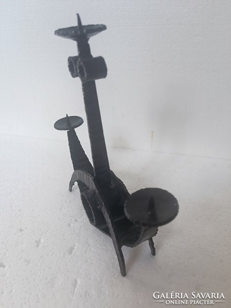 Mcm retro brutalist wrought iron candlestick bieber károly