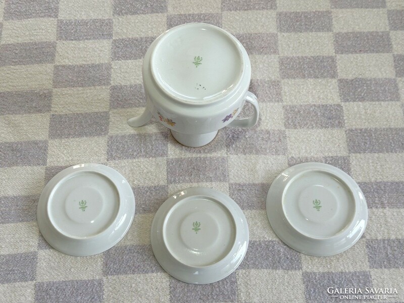 Raven House porcelain coffee set - incomplete gold-edged coffee set pouring pitcher saucer plate