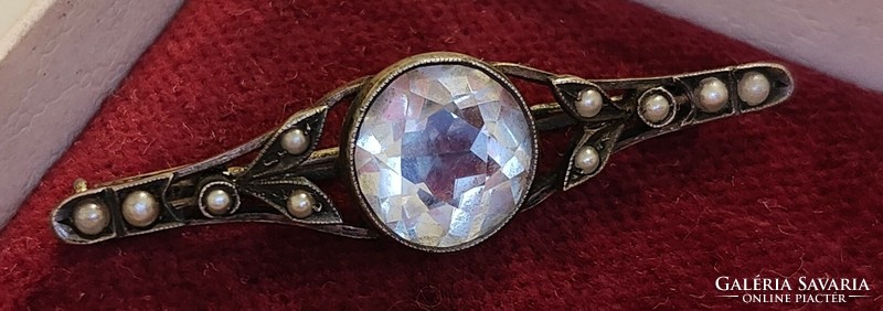 Antique silver brooch, marked