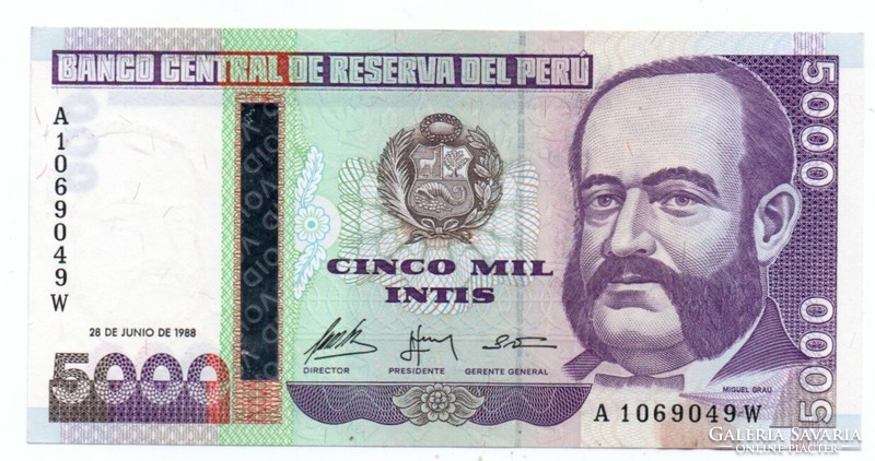 5,000 Intis 1988 Peru