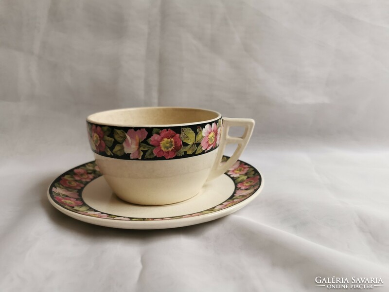 Antique Zsolnay rose pattern tea cup