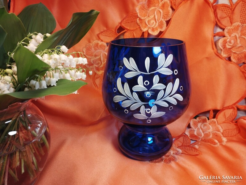 Deep blue crystal or glass chalice