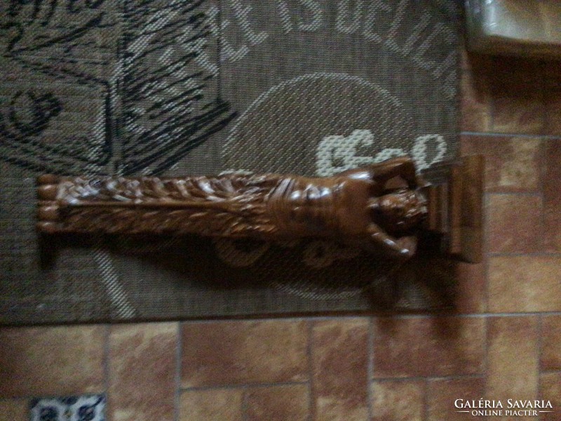 Carved hardwood wall pedestal, statue holder