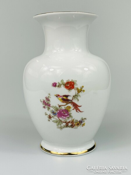 Hollóházi paradicsom madaras porcelán váza