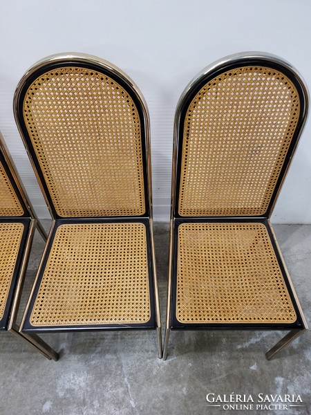 Cane fabric dining chairs with metal frames, 4 pcs