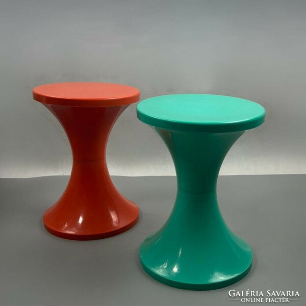 Space age turquoise stool - tam tam plastic pouffe - 1981