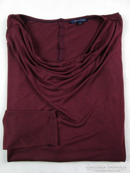 Original tommy hilfiger (s) burgundy long sleeve women's light top