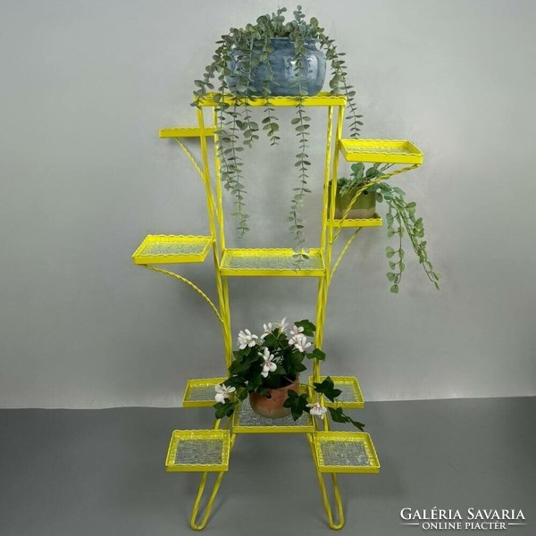 Retro yellow iron flower pot - plant stand