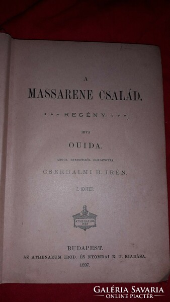 1897. OUIDA - A Masserene család I. regény könyv a képek szerint ATHENEUM