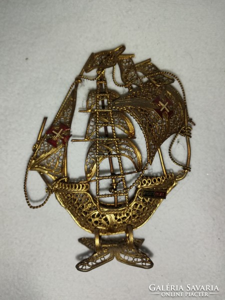 Santa maria style antique metal decorative ship