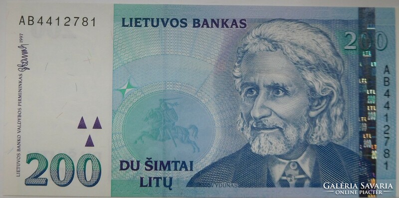 Lithuania 200 litu 1997 unc very rare!