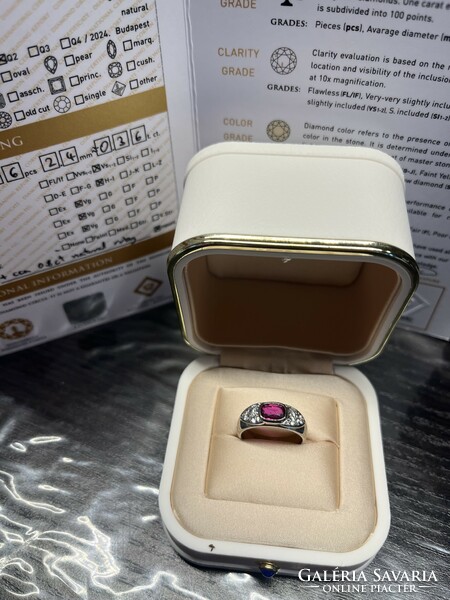 18k fehérarany, 0.36ct gyémánt gyűrű Certifikáttal
