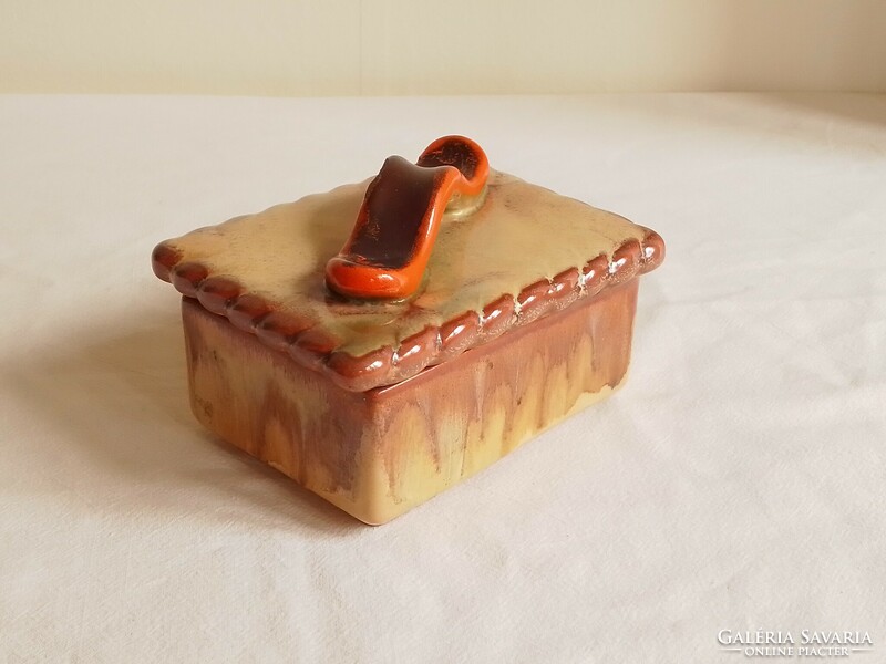 Antique old art deco square bonbonier offering storage box with lid, marked