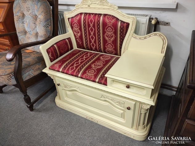 Telephone stand in mint condition, shoe storage, seat with storage compartment at the bottom, small drawer.