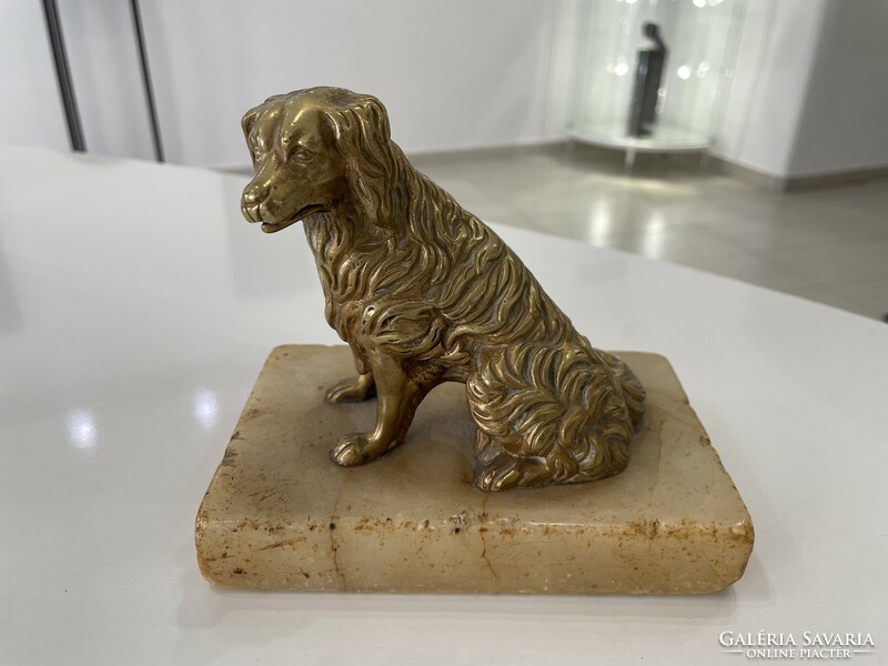 Antique letter holder bronze copper dog table decoration business name holder statue figure table decoration