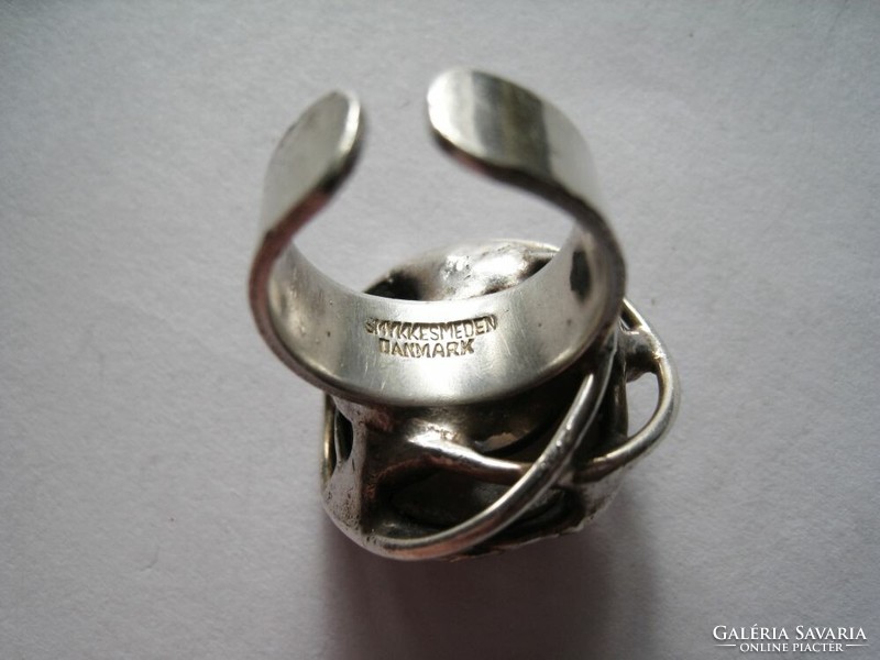 Smykkesmeden, Danish design brutalist ring - silver plated, vintage