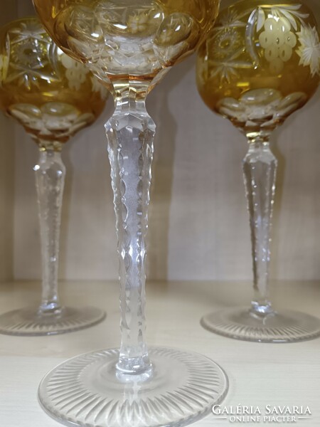 Yellow grape pattern crystal wine glass set