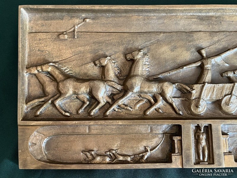 Olcsai kiss Zoltán Hortobágy charioteers bronze wall decoration (f0017)