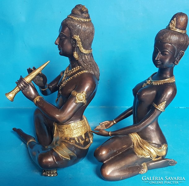 2 Krishna religious statue, bronze