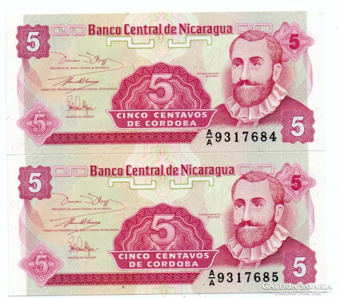 5  Centavo 2 db Sorszámkövető  Nicaragua