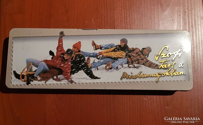 Retro, 1997. évi karácsonyi Sopianae/szofis cigarettás lemez doboz, fém doboz