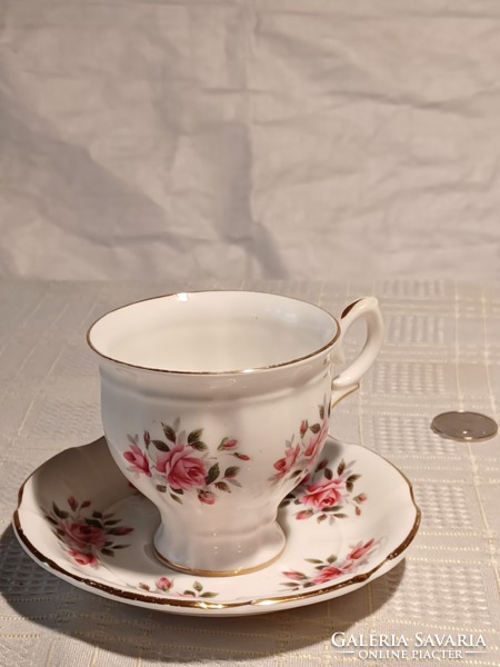 Staffordshire English porcelain coffee mocha cup and rose base