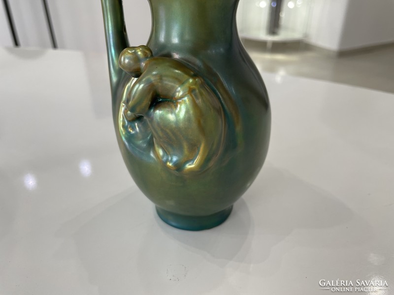 Zsolnay aratós szecessziós váza eozin porcelán figura antik