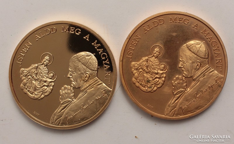 2 gilded commemorative medals papal visit ii. János pál - diameter 6 cm