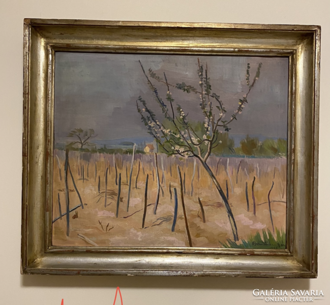 Spring in the vineyard - Bornemisza geza oil/canvas picture