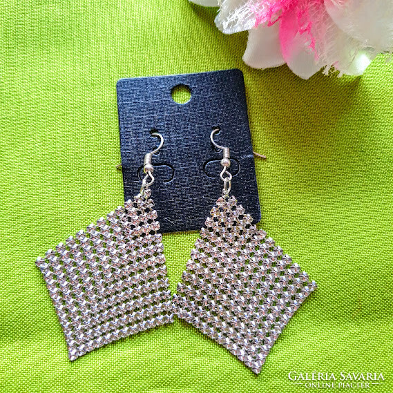Fül42 - silver-colored hook-on earrings with a lattice structure