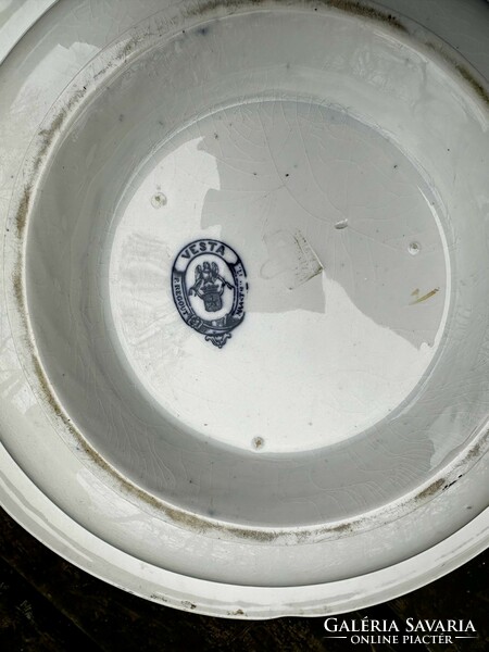 Antique earthenware wash basin set marked: vesta