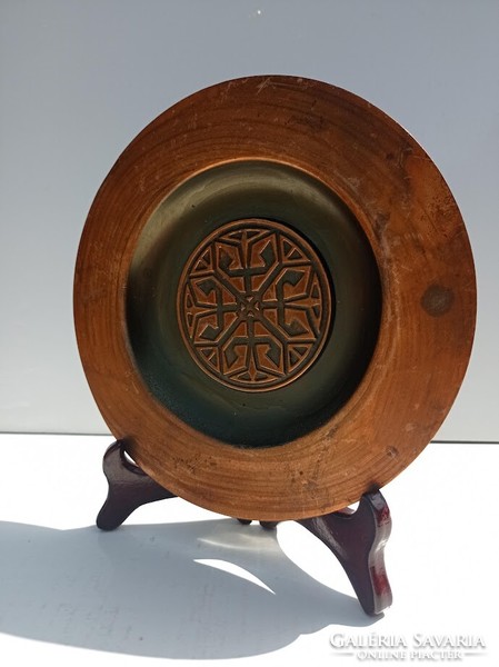Retro marked craftsman copper wall bowl, wall decoration