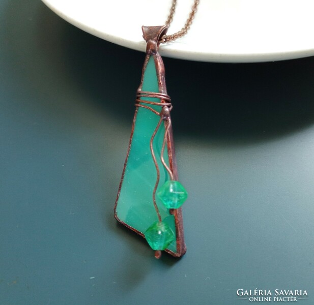 Special handcrafted glass jewelry, turquoise pendant