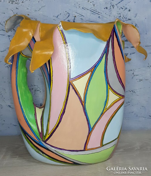 Handmade vase from recycled bottles
