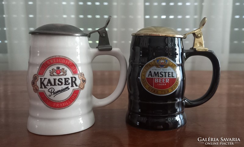 2 db mini fedeles korsó Amstel-Kaiser fekete-fehér