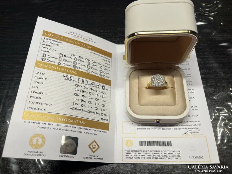 18K gold ring, with 1.25 Ct diamond, certificate